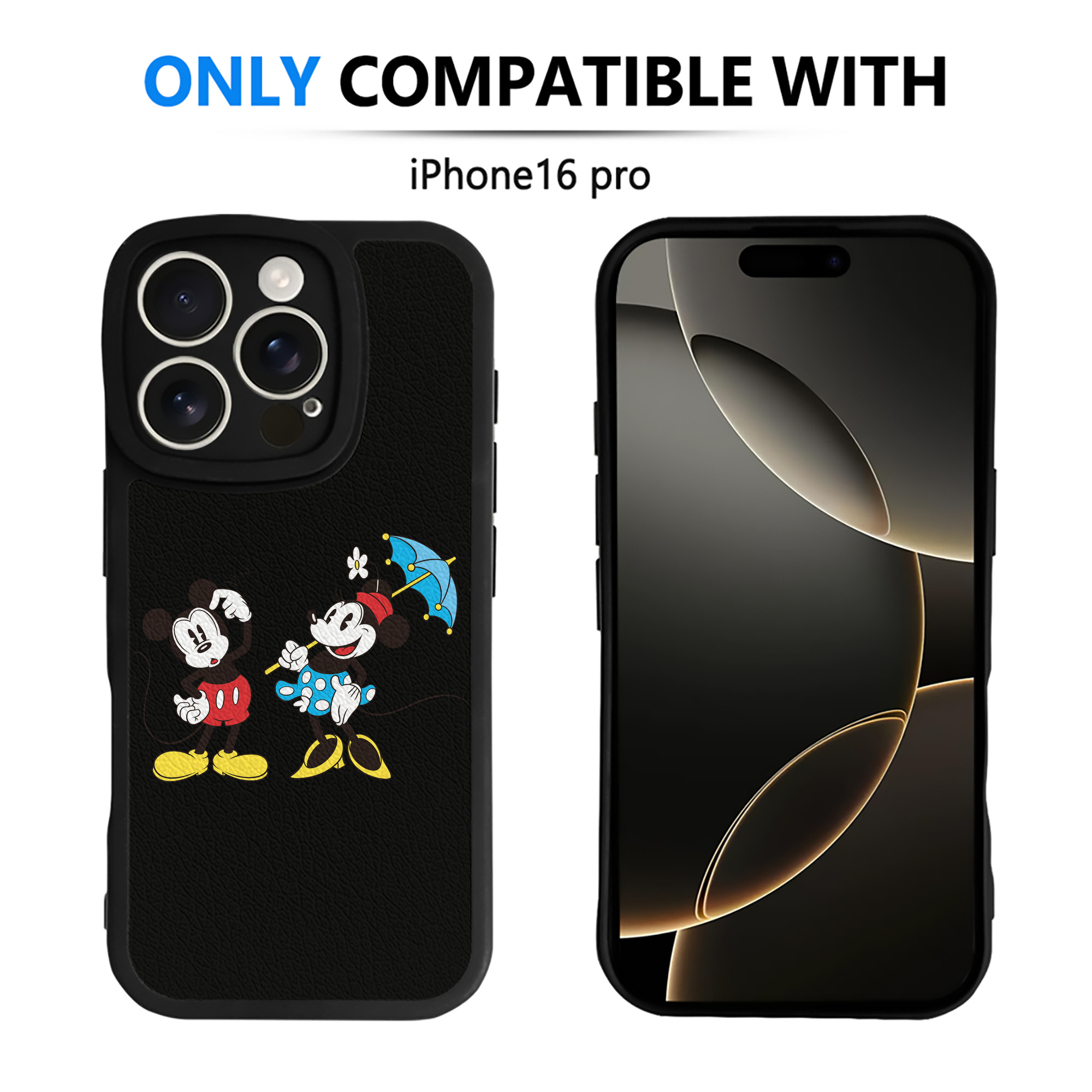 （画像用） ミッキーマウス Mickey Mouse 【iPhone 16シリーズ対応】シリコンスマホケース（レザー調） 材質：シリコン